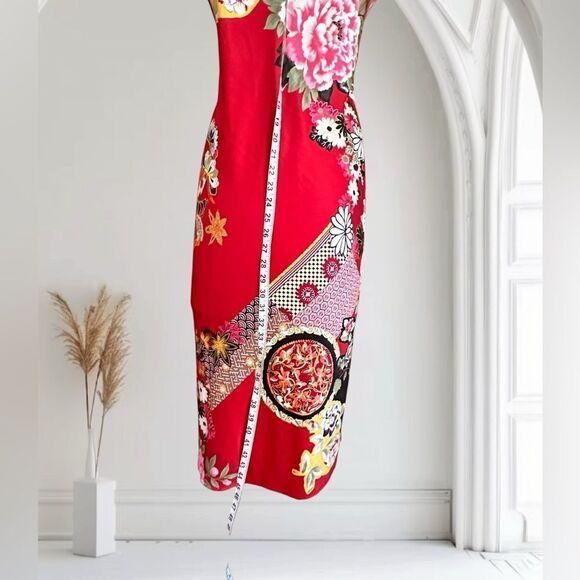 Natori Private Luxuries Red Floral Print Silky Slip Dress Size Large - Picture 2 of 12